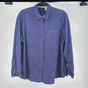 Lee Women's 1X Corduroy Button-Down Shirt - Purple Vintage 100% Cotton Vibrant